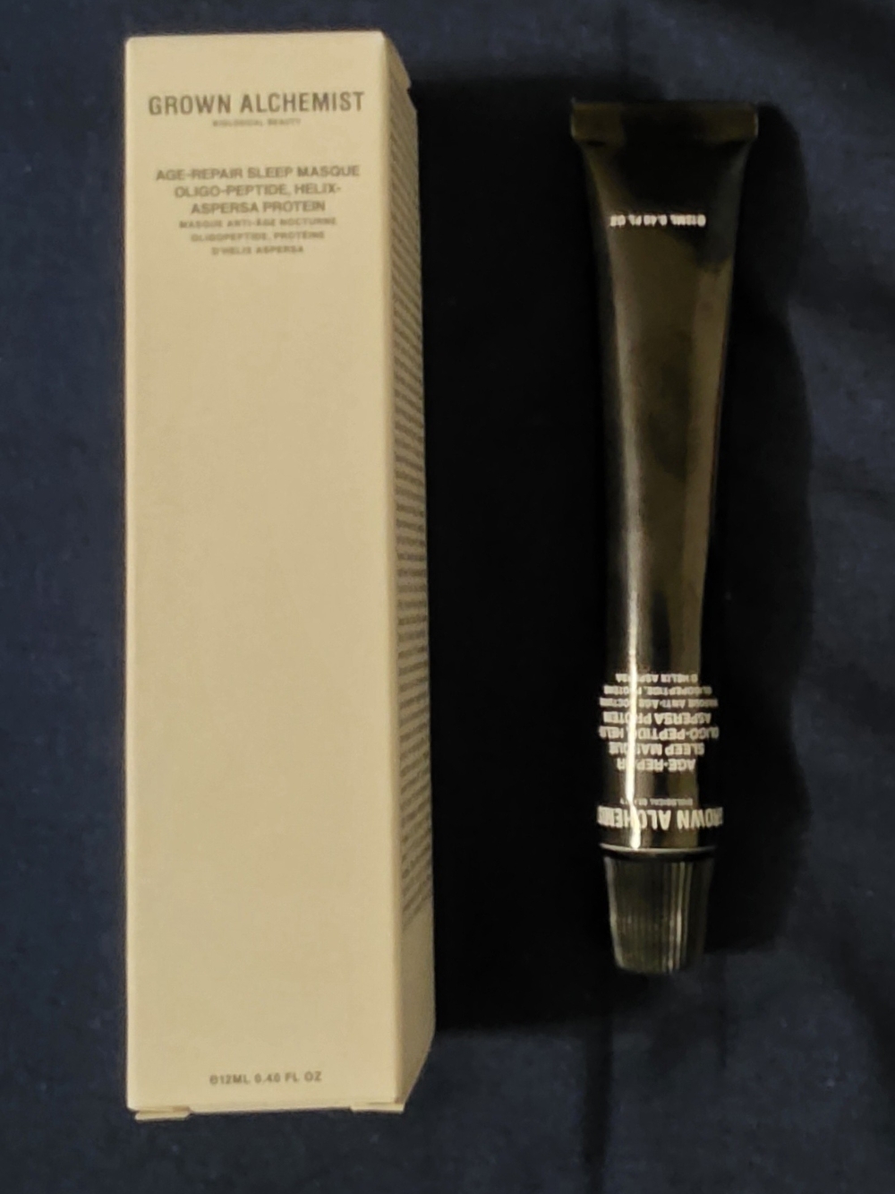 Grown Alchemist Age-Repair Sleep Masque – Black and Cream Packaging